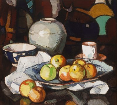 Stillleben: Äpfel und Krug von Samuel John Peploe